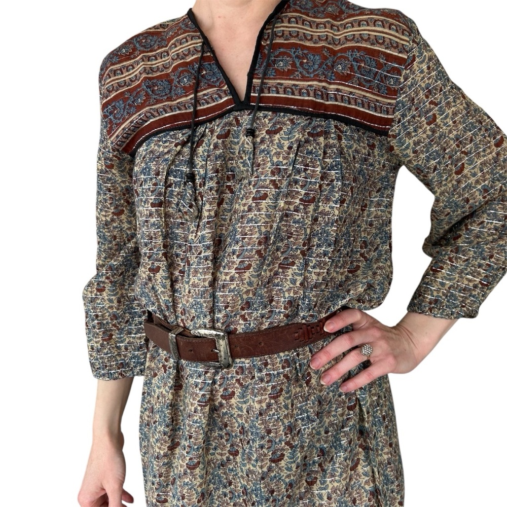 Vintage ‘70s Indian Cotton Dress Boho Bohemian Travel Semi Sheer Cruise Resort